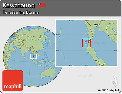 Savanna Style Location Map of Kawthaung
