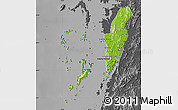Physical Map of Kawthaung, darken, desaturated