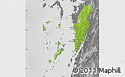Physical Map of Kawthaung, desaturated