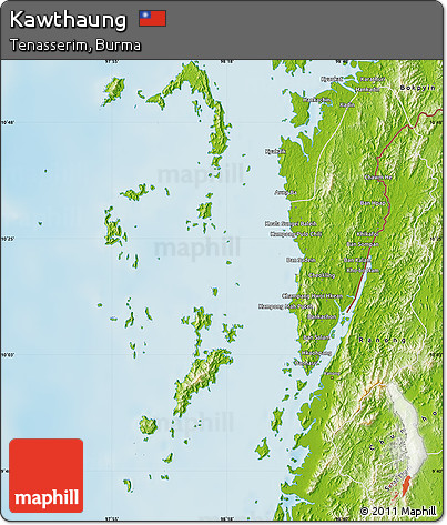 Physical Map of Kawthaung