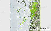 Physical Map of Kawthaung, semi-desaturated