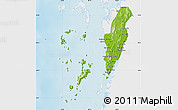 Physical Map of Kawthaung, single color outside