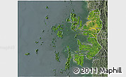 Satellite 3D Map of Mergui, semi-desaturated