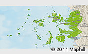Physical Panoramic Map of Mergui, shaded relief outside