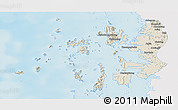 Shaded Relief Panoramic Map of Mergui, single color outside