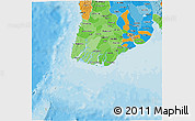 Political 3D Map of Yangon (Rangoon), political shades outside