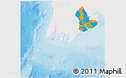 Political 3D Map of Yangon (Rangoon), single color outside