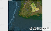 Satellite 3D Map of Yangon (Rangoon), darken