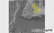 Satellite 3D Map of Yangon (Rangoon), desaturated