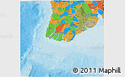 Satellite 3D Map of Yangon (Rangoon), political outside