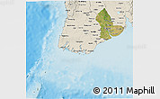 Satellite 3D Map of Yangon (Rangoon), shaded relief outside