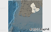 Shaded Relief 3D Map of Yangon (Rangoon), darken