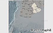 Shaded Relief 3D Map of Yangon (Rangoon), darken, semi-desaturated