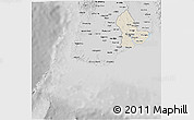Shaded Relief 3D Map of Yangon (Rangoon), desaturated