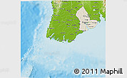 Shaded Relief 3D Map of Yangon (Rangoon), physical outside