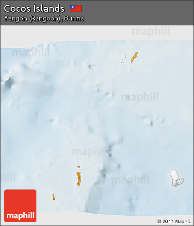 Political 3D Map of Cocos Islands, lighten