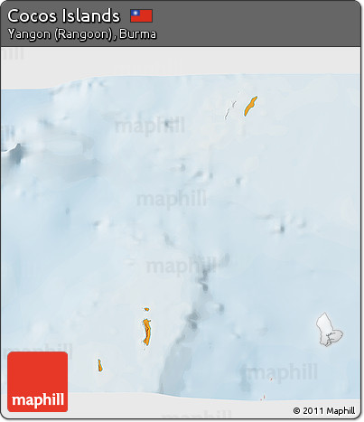 Political 3D Map of Cocos Islands, lighten