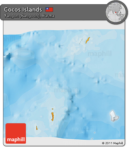 Political 3D Map of Cocos Islands, single color outside