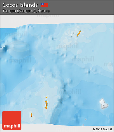 Political 3D Map of Cocos Islands, single color outside