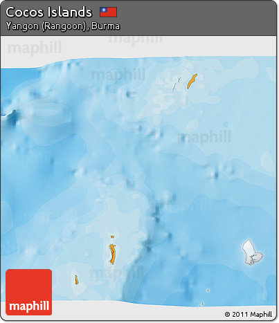 Political 3D Map of Cocos Islands, single color outside