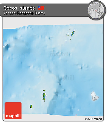 Satellite 3D Map of Cocos Islands, physical outside