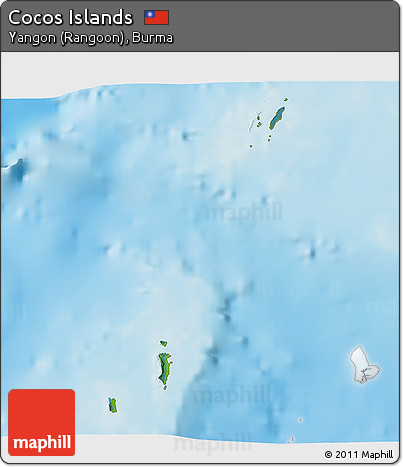 Satellite 3D Map of Cocos Islands, physical outside