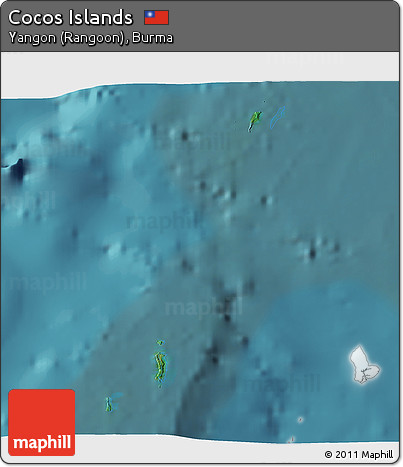 Satellite 3D Map of Cocos Islands, single color outside
