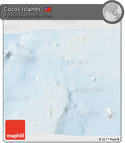 Shaded Relief 3D Map of Cocos Islands, lighten