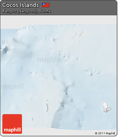 Shaded Relief 3D Map of Cocos Islands, lighten