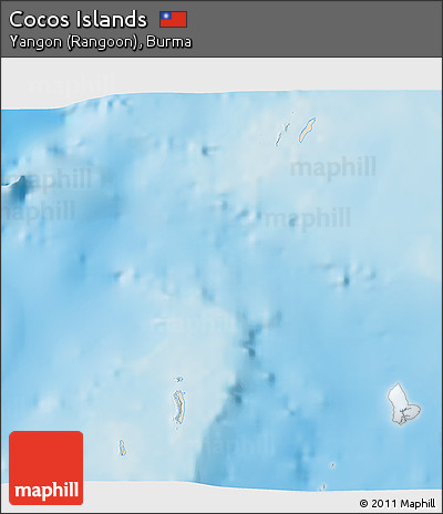 Shaded Relief 3D Map of Cocos Islands, single color outside