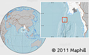 Gray Location Map of Cocos Islands, highlighted country, highlighted parent region, hill shading
