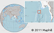 Gray Location Map of Cocos Islands, highlighted country, hill shading