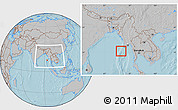Gray Location Map of Cocos Islands, highlighted parent region, within the entire country, hill shading