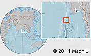 Gray Location Map of Cocos Islands, highlighted parent region, hill shading