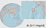Gray Location Map of Cocos Islands, hill shading
