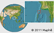 Satellite Location Map of Cocos Islands