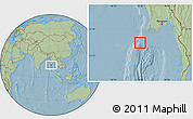 Savanna Style Location Map of Cocos Islands, hill shading