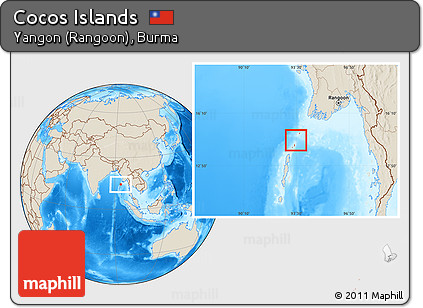 Shaded Relief Location Map of Cocos Islands