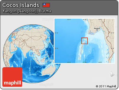 Shaded Relief Location Map of Cocos Islands