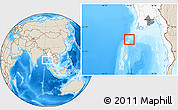 Shaded Relief Location Map of Cocos Islands, highlighted country, highlighted parent region