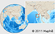 Shaded Relief Location Map of Cocos Islands, highlighted parent region, within the entire country