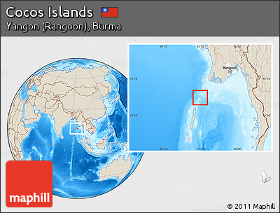 Shaded Relief Location Map of Cocos Islands, highlighted parent region