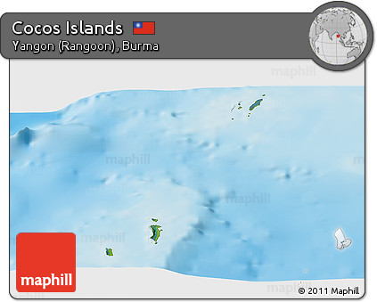 Satellite Panoramic Map of Cocos Islands, physical outside