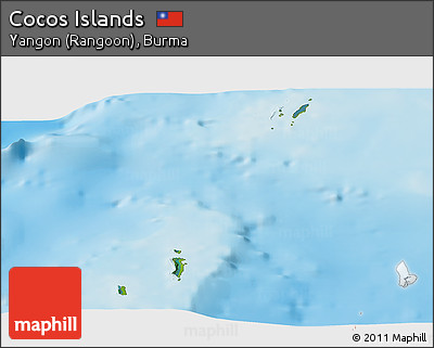 Satellite Panoramic Map of Cocos Islands, physical outside