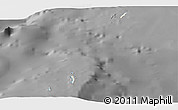 Shaded Relief Panoramic Map of Cocos Islands, darken, desaturated