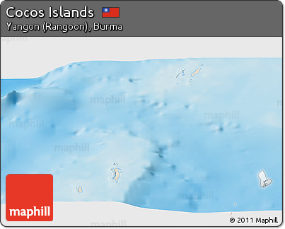 Shaded Relief Panoramic Map of Cocos Islands