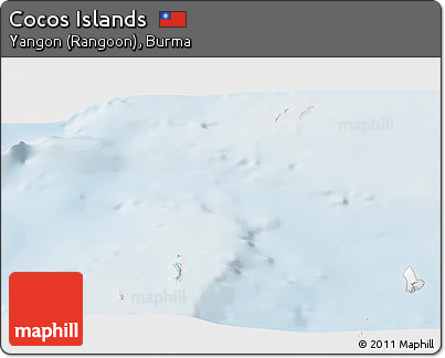 Shaded Relief Panoramic Map of Cocos Islands, lighten