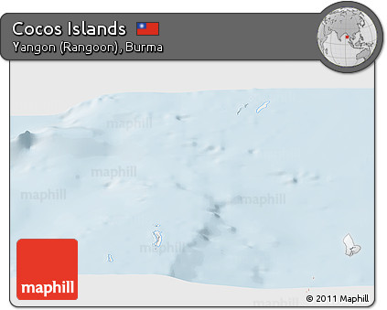 Silver Style Panoramic Map of Cocos Islands