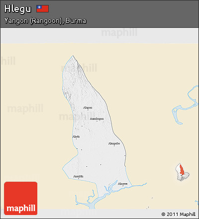 Classic Style 3D Map of Hlegu, single color outside