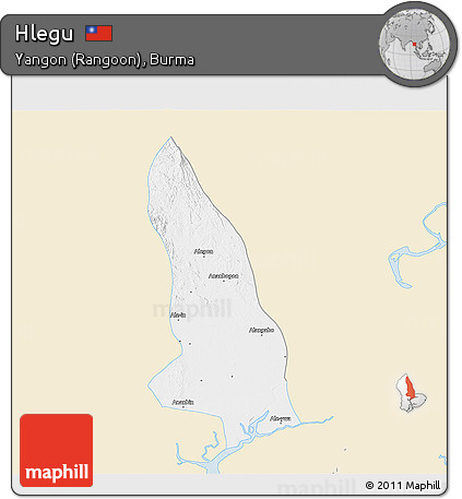 Classic Style 3D Map of Hlegu, single color outside